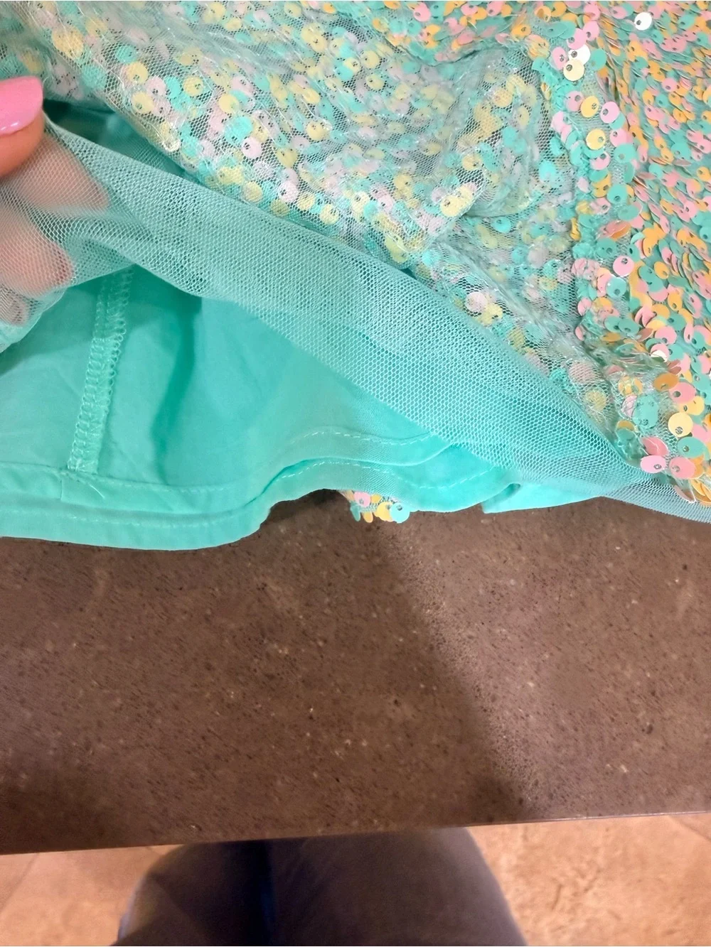 Heritage Mint Sequin Floral Party Dress - Picture 5 of 6